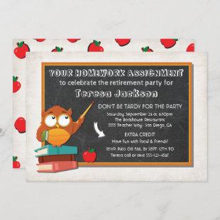 Teacher Owl with chalkboard party invitation