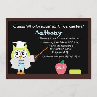 Teacher Wise Owl Kids Graduation Invitation