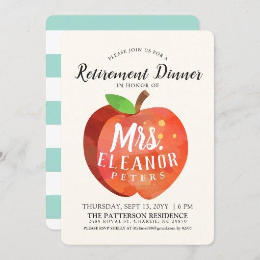 Teacher's Apple Retirement Dinner Mint Invitation