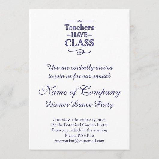 Teachers Have Class Blue and White Invitation