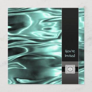 Teal Blue Black Satin Teal Party Template