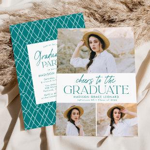 Teal | Cheers to the Grad Photo Graduation Party Invitation