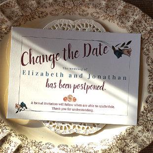 Teal Floral Wedding Change the Date Card