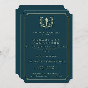 Teal/Gold Doctor of Osteopathic Medicine Grad Invitation