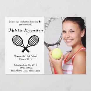 Tennis Player Graduation Party Photo Invite