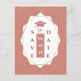 Terra Cotta and Gold Graduation Save the Date Announcement Postcard