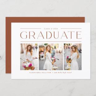 Terracotta Photo Collage Graduation Invitation