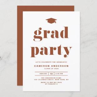 Terracotta Retro Bold Typography Graduation Party Invitation