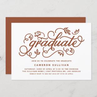 Terracotta Rustic Calligraphy Graduation Party Invitation