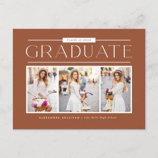 Terracotta Typography Photo Collage Graduation Postcard