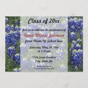Texas Bluebonnets Field Photo Graduation Invitation