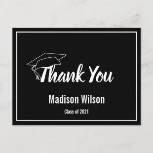 Thank You Black and White Class of 2021 Graduation Announcement Postcard