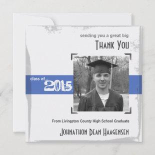 Thank You Card 2015 Graduation Rustic Blue Party