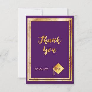 Thank you card graduation purple gold 2022