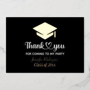 Thank You For Coming To My Party Graduation Cap Foil Invitation
