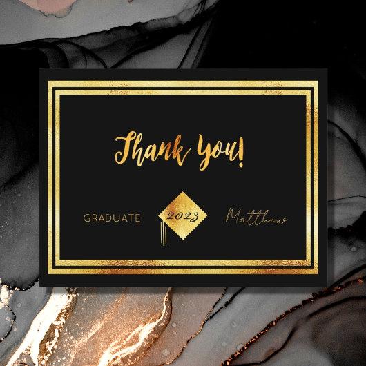 Thank you graduation 2023 black gold postcard
