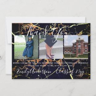Thank You Graduation Card 3 x PHOTO Collage MARBLE