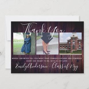 Thank You Graduation Card 3 x PHOTO Collage Rustic