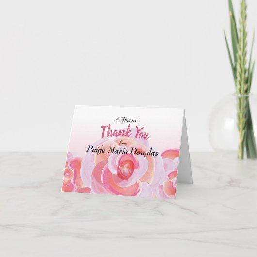 Thank You, Pink & Coral Roses Card