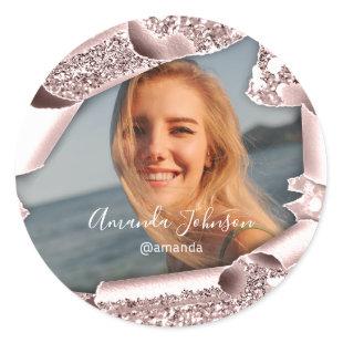Thank You QUINCEAÑERA Sweet 16th Rose Favor  Photo Classic Round Sticker