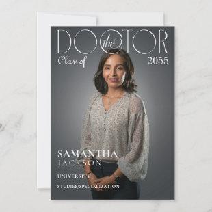 The Doctor Chic Doctoral Graduation Photo Magazine Invitation
