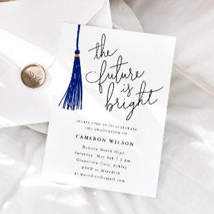 The Future Is Bright Blue Graduation Party Photo Invitation