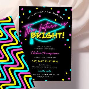 The Future is Bright Neon Graduation Party Invitation