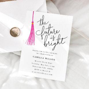 The Future Is Bright Pink Tassel Graduation Party Invitation