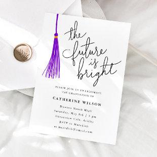The Future Is Bright Purple Graduation Party Photo Invitation
