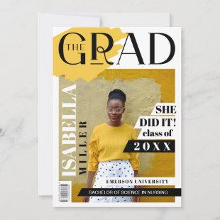 The Grad Fun Trendy Graduate Photo Magazine Cover Announcement