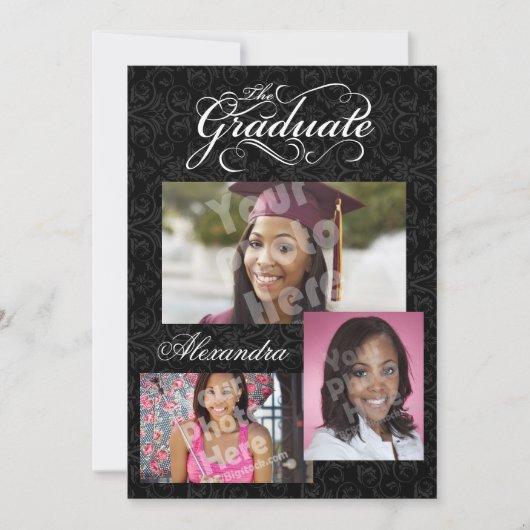 The Graduate, 3 Photo Collage Graduation Invitation
