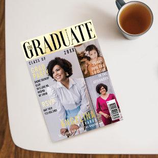 The Graduate Trendy Magazine Cover 3 Photo Grad Foil Invitation