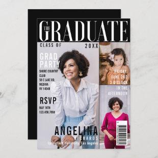 The Graduate Trendy Magazine Cover 3 Photo Grad Invitation