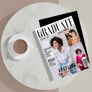 The Graduate Trendy Magazine Cover 3 Photo Grad Invitation