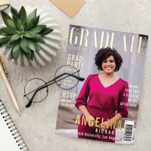 The Graduate Trendy Magazine Cover Grad Party Foil Invitation