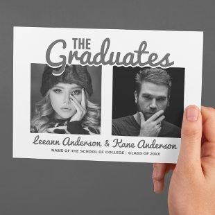 The graduates | 2 Sided Double Graduation Party Invitation