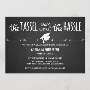 The Tassel Was Worth The Hassle Chalkboard Cute Invitation