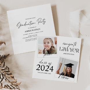 Then And Now | 2 Photo Lawyer Graduation Invitation