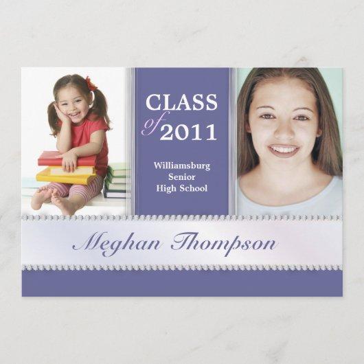 Then & Now Jeweled Photo Graduation Announcement