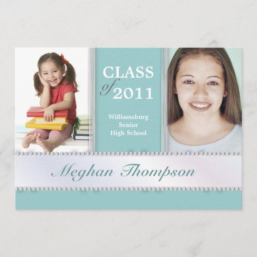 Then & Now Jeweled Photo Graduation Announcement