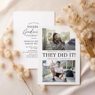 They Did It! Double Graduation Party  Invitation
