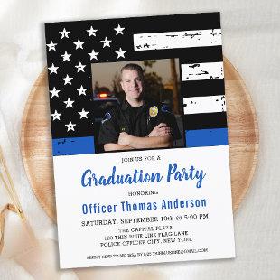 Thin Blue Line Flag Police Officer Graduation Invitation