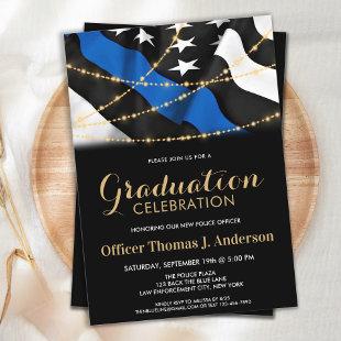 Thin Blue Line Graduation Police Officer  Invitation