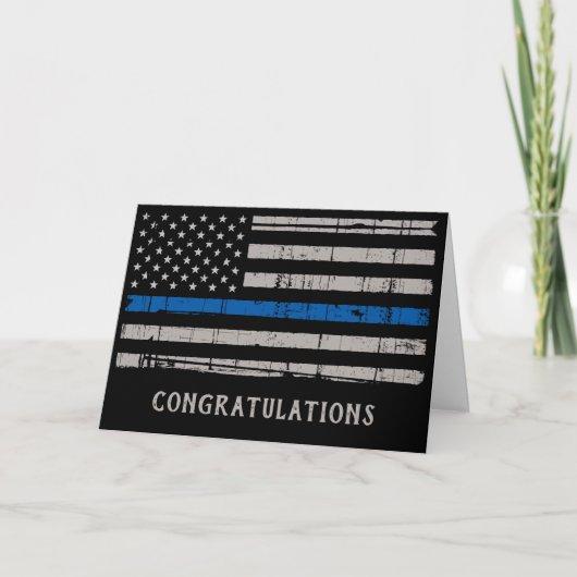 Thin Blue Line Law Enforcement Police Graduation Card