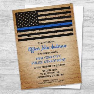 Thin Blue Line Law Enforcement Police Retirement A Announcement Postcard