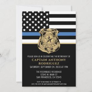Thin Blue Line Law Enforcement Police Retirement Invitation