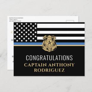 Thin Blue Line Law Enforcement Police Retirement Invitation Postcard