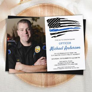 Thin Blue Line Photo Police Officer Graduation Invitation