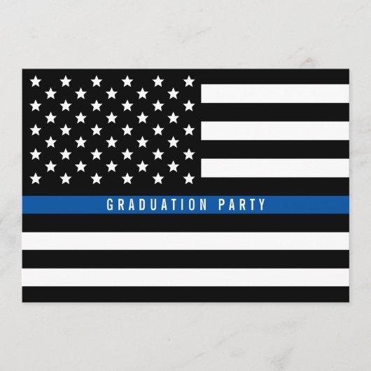Thin Blue Line Police Flag Graduation Party Invitation