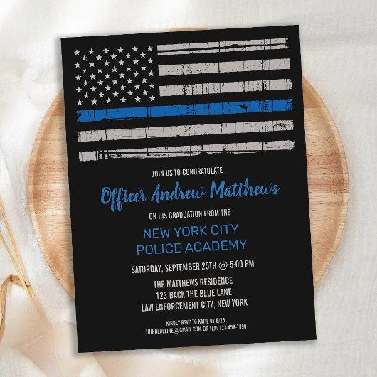 Thin Blue Line Police Law Enforcement Graduation Invitation Postcard